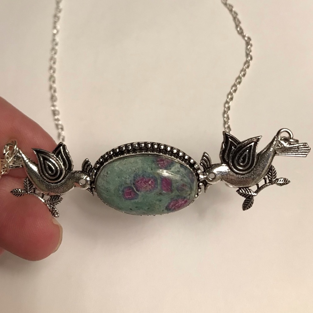 Ruby Fuchsite Stamped 925 Sterling Silver Necklace